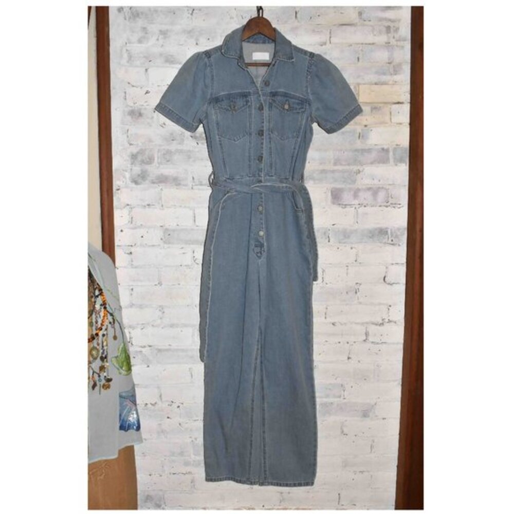 BOYISH Denim Light Wash Cap Sleeve Jumpsuit Size XS!
